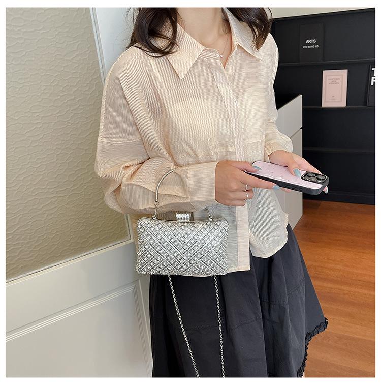 Exquisite Rhinestone Embellished Evening Handbag - Women's 2026 Summer Single Shoulder Chain Crossbody Bag