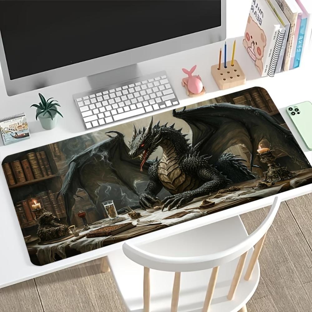 Ancient Dragon Fantasy Art Extended Gaming Mouse Pad AntiSlip Desk Mat Stitched Edge Aesthetic Decor For Pc Gamer Office Setup