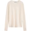 Simple White Summer Collection Casual Solid Color Crew Neck Pullover Long Sleeve Knit Sweater Women Sweater Oatmeal-White 40WK341