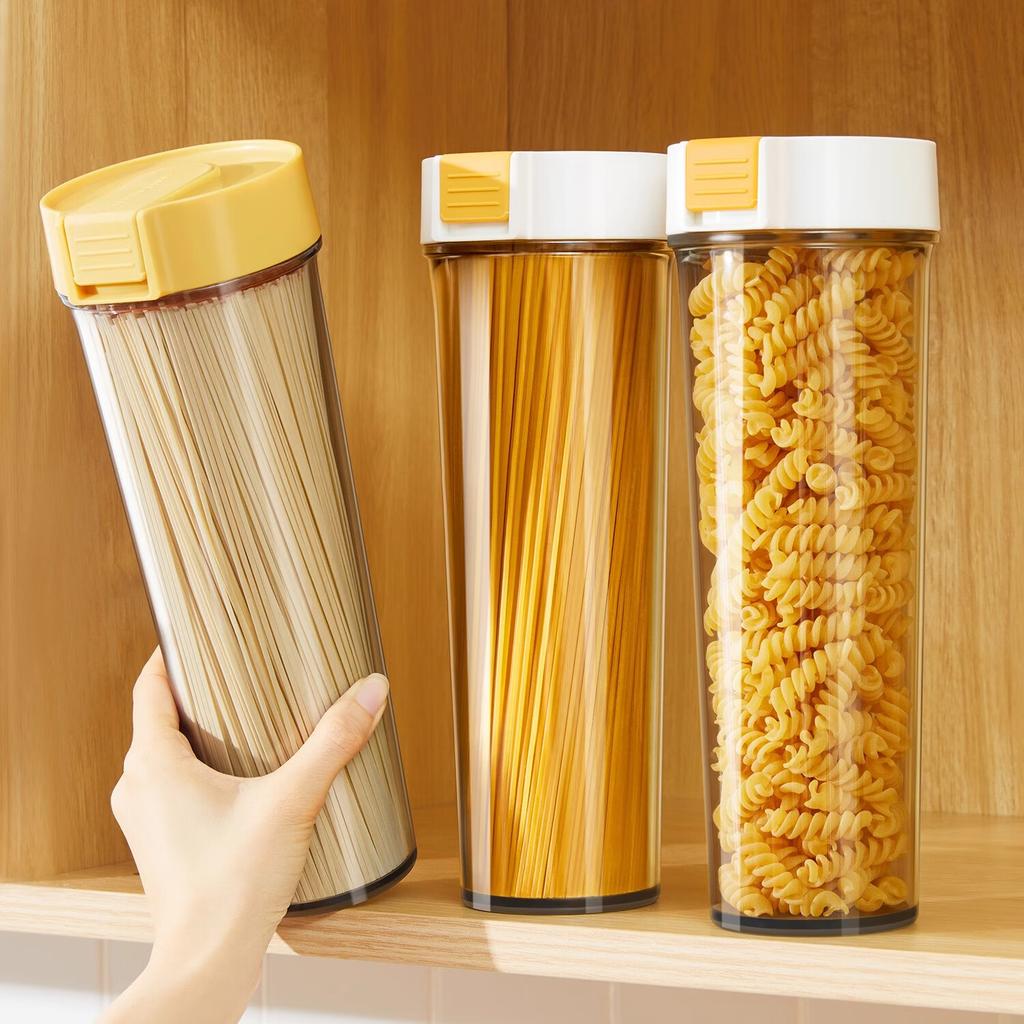 KATEI STORY Japanese Noodle Storage Box, Multi-Grain Food-Grade Container for Dried Noodles, Plastic Empty Bottle with Sealing Lid for Storage