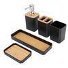 Bathroom Accessories Set Bath Ensemble Set with Toothbrush Holder Cup Lotion Bottles Soap Dish Tray Black