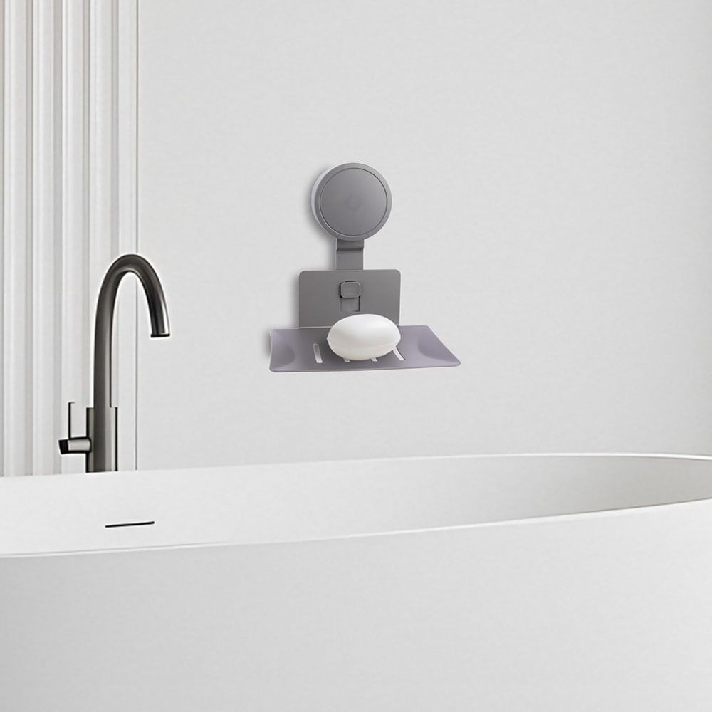 Reusable Suction Cup Soap Dish for Shower No Punch Gray Beige Soap Sponge Holder Drain Box Wall Mounted Soap Rack Toilet