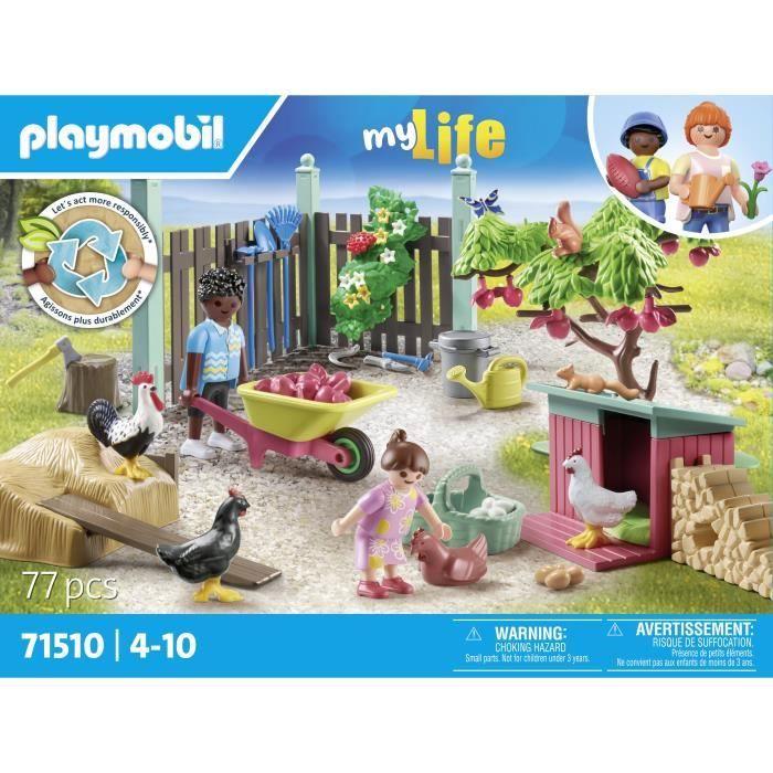 Playmobil 71510 poulailler et jardin, my life, 77 pièces, dès 4 ans