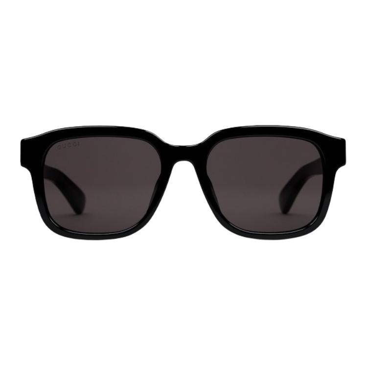 Gucci Solid Design Acetate Square Sunglasses Men's Black