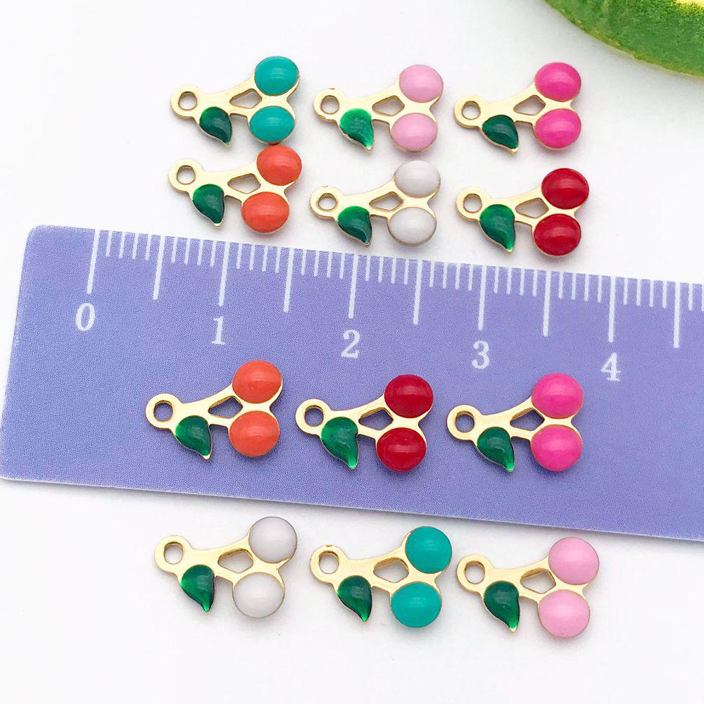 Stainless Steel Cherry Drip Oil Charm Pendant for DIY Jewelry