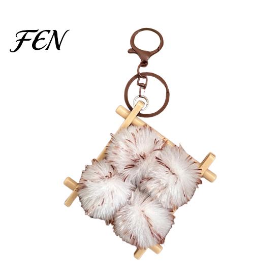 Soft Fermented Bean Curd Pendant Plush Keychain, Fluffy Doufu Bag Decoration Keychain Charm with Keyring, Backpack Handbag Purse Accessories