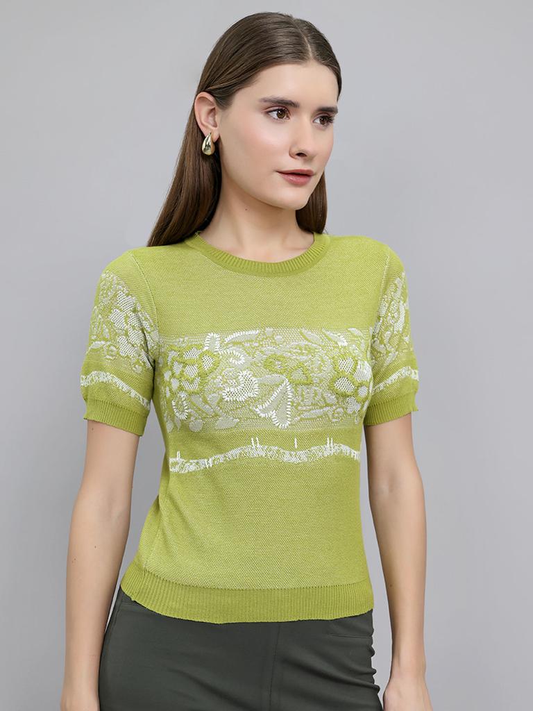 MONTE CARLO Women Regular Fit Green Top