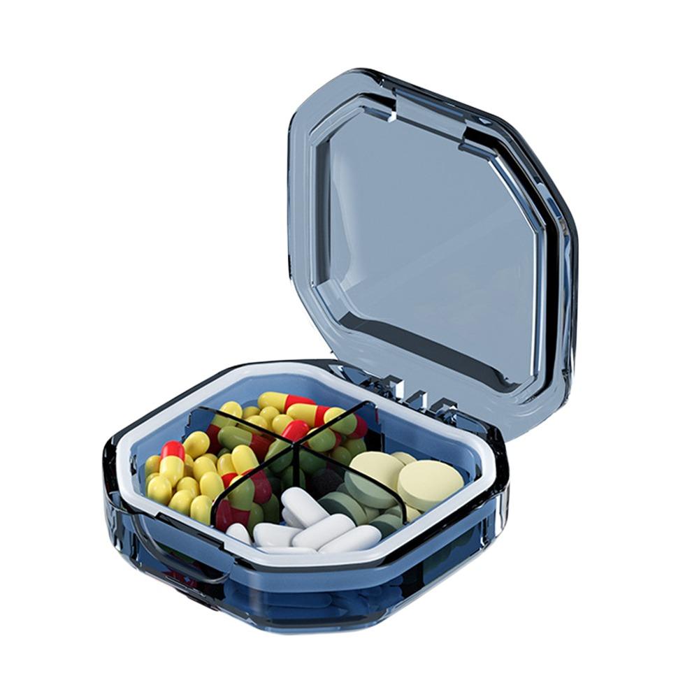 

Portable Pill Box Mini Medicines Storage Box Creative Pills Organizer Case Pills Blue-4 Grids