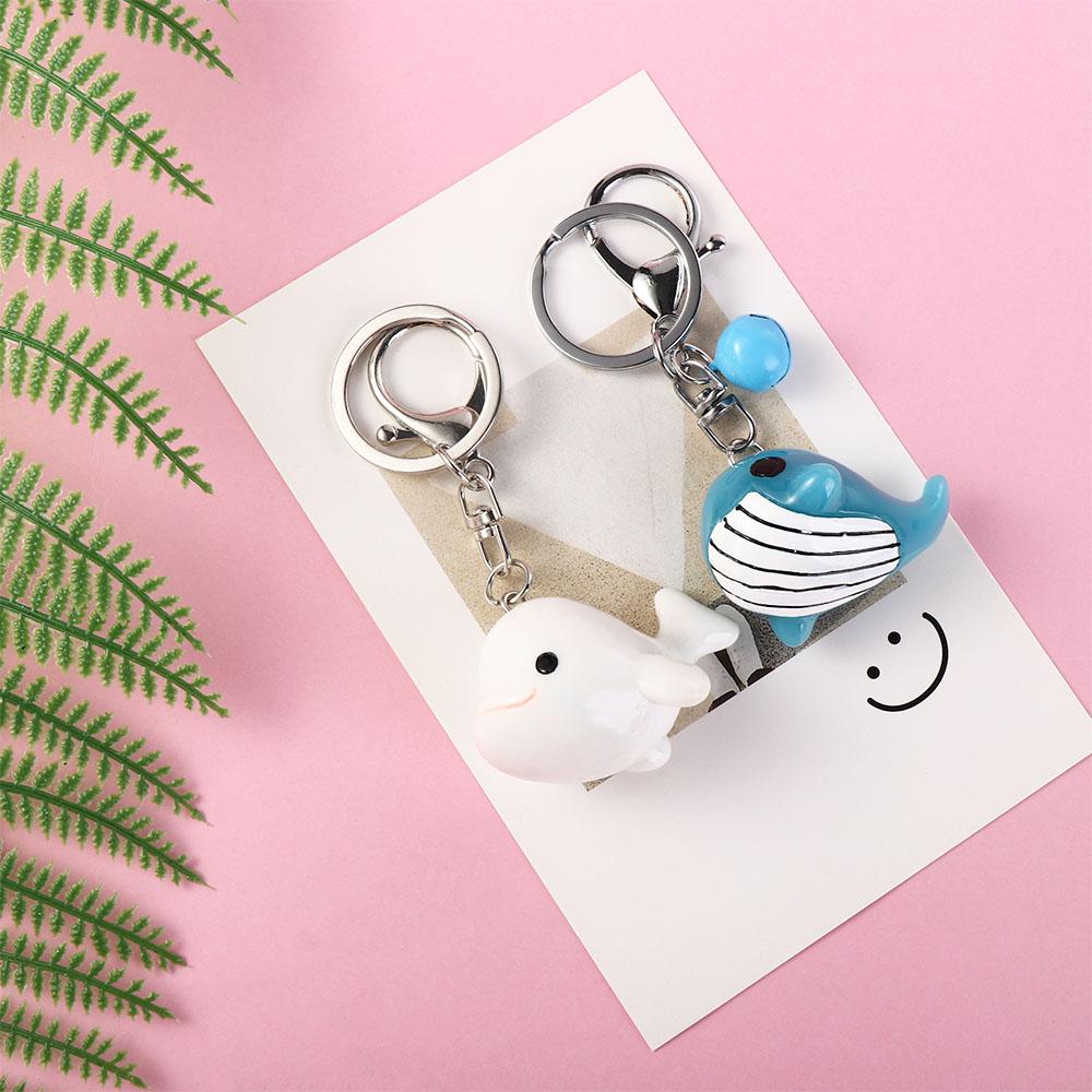 Packaging Decoration Resin Car Key Ring Dolphin Blue Whale Keychain Bag Pendant Keys Holder