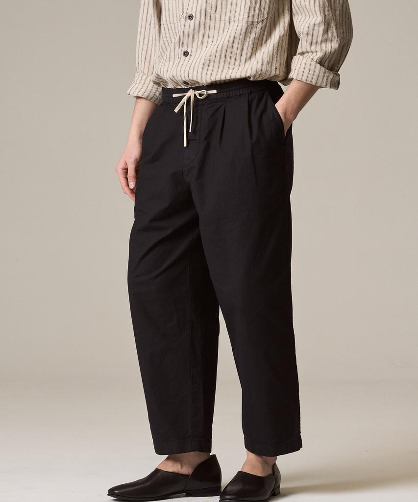Laijeuaenbillou Garment-Dyed 330 Oxford Two-Pleated Easy Pants Washed Black