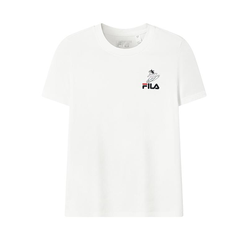 

FILA Original Surf Balloon T Classic Simple Embroidered Logo Cat Retro Sports Casual Versatile Comfortable Short Sleeve T-Shirt F51W619101FWT S