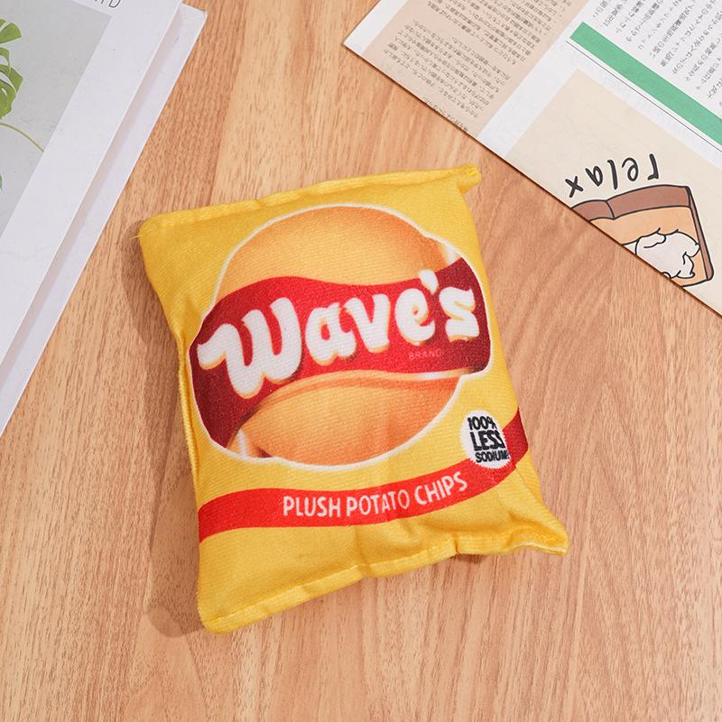 Dog Squeaky Plush Toy Realistic Chip Snack Bag Creative Chew Toy for Pet Interactive Play