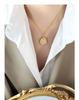Gold-Plated Titanium Steel Heart Pendant Necklace with Embossed Design - European/American Style