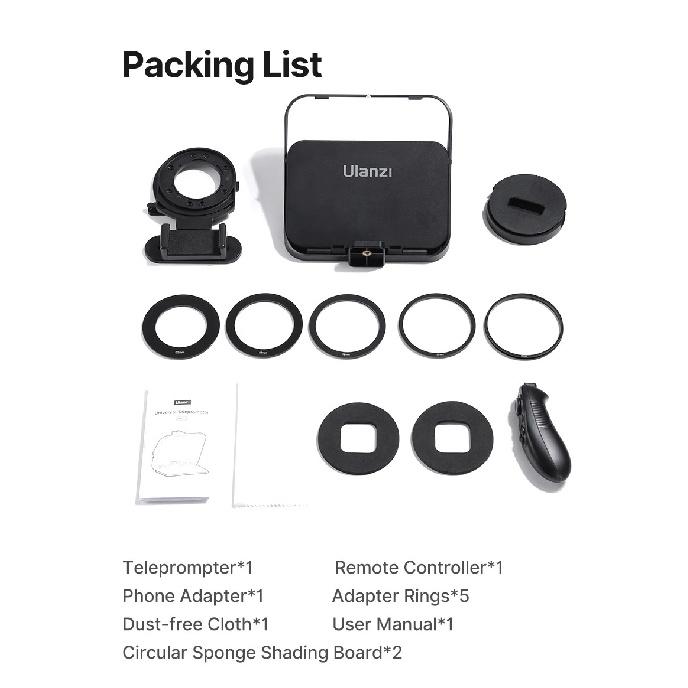 Ulanzi RT02 Universal Teleprompter Prompter DSLR Camera Smartphone Tablet Laptop Teleprompter Live Streaming Video Recording RT02