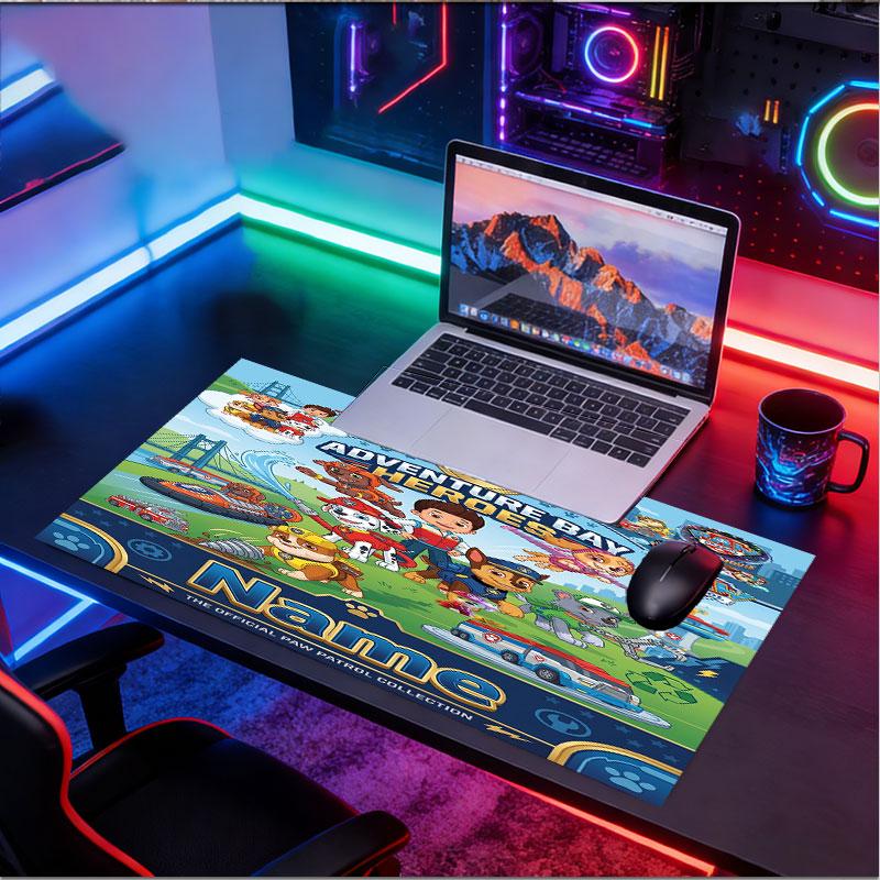 Personlig musemåtte med PAW Patrol-mønster og tilpasset navn, Laptop PC Skrivebordsmåtte, Dekorativ Skrivebordsmåtte til Hjemmet Tastaturunderlag Gave