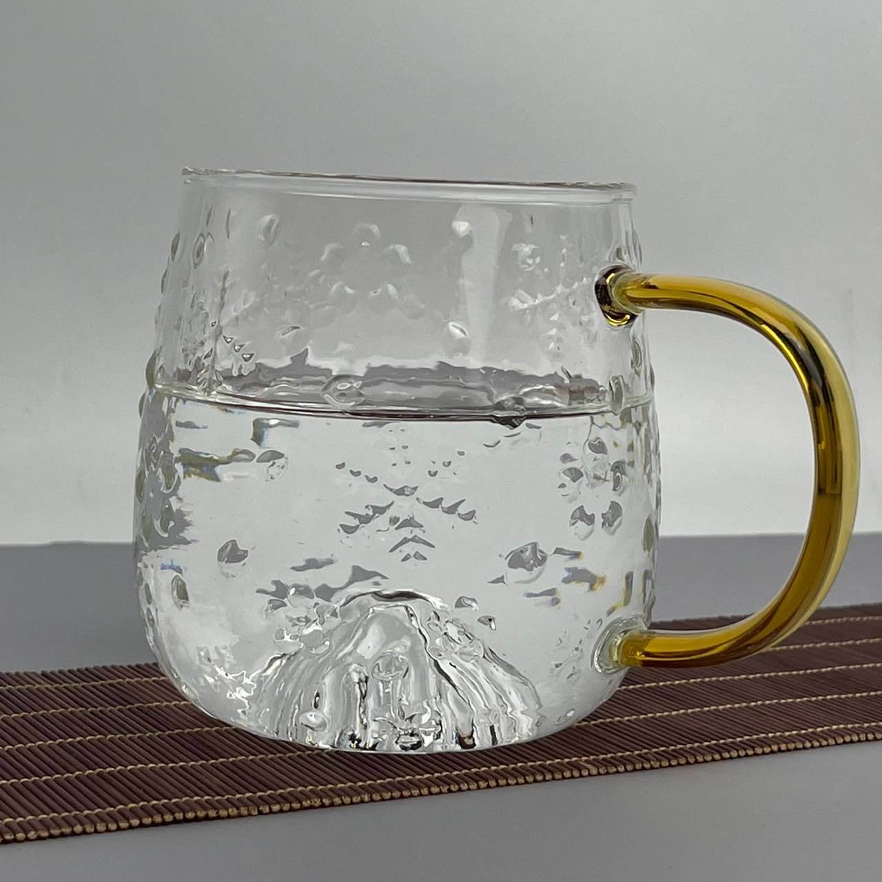 Handle High Borosilicate Glass Snowflake Cup Transparent Fuji Mountain Cup Office Tea Infuser Glass 401-500ml