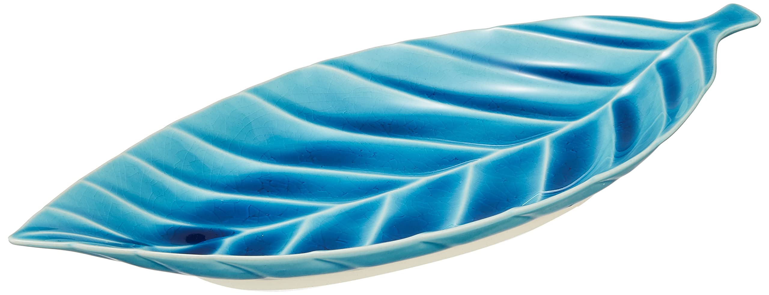 

Utsuwa Roan Seto Ware Efu Kiln Plate Dish L 36 x 16 cm Turkish Blue Light Blue Microwave Dishwasher Safe Made in Japan Leaf Approx. 027-0503