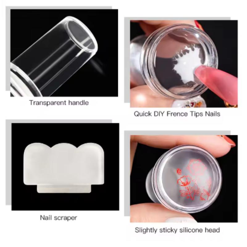 1/3/5pcs Nail Stamping Plates Pure Clear Jelly Nails Art Stamper Scraper Set Print Silicone Marshmallow Design Manicure Tool