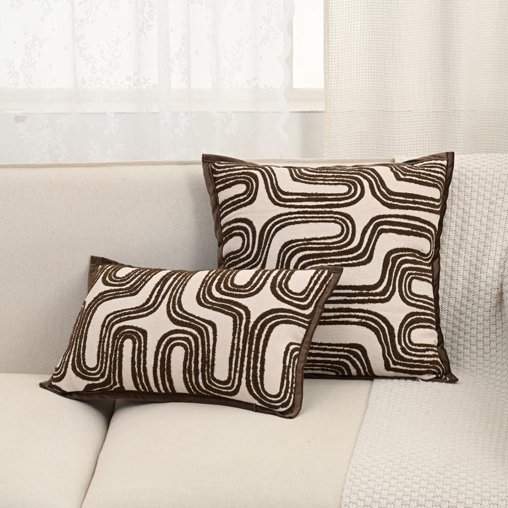 

Geometric Pattern Chenille Jacquard Velvet Throw Pillowcase Cojines Soft Headboard Throw Pillowcase Decoration Sofa Pillowcase 30x50cm коричневый