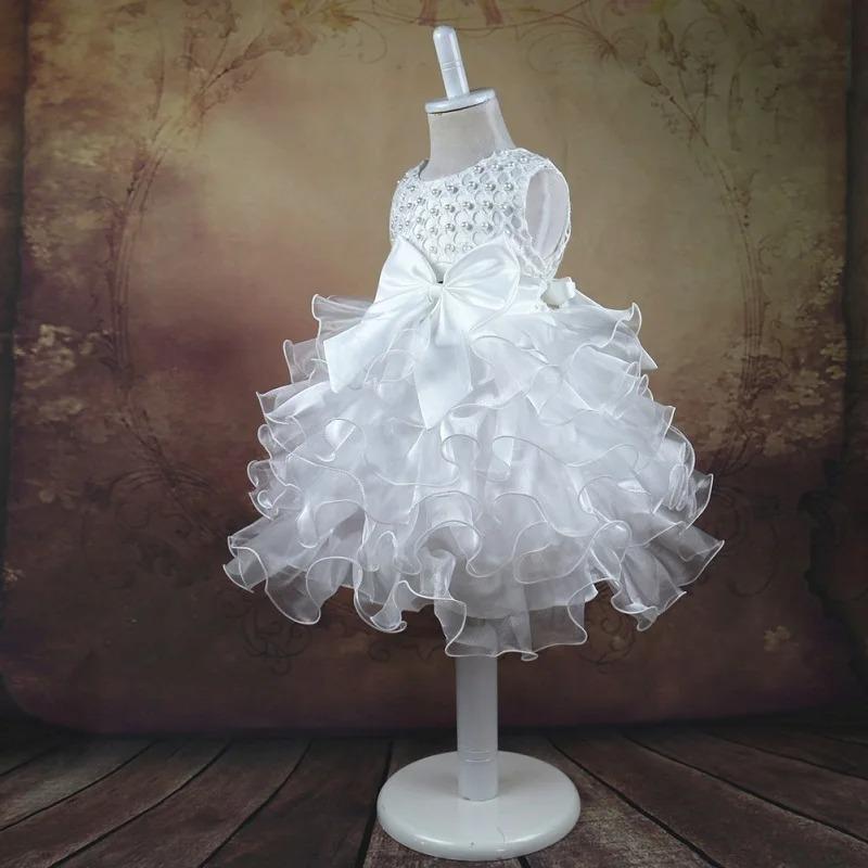 Baby Girl Princess Dress Pearl Infant Toddler Girl Vintage Vestido Party Birthday Ball Gown Baby Clothes