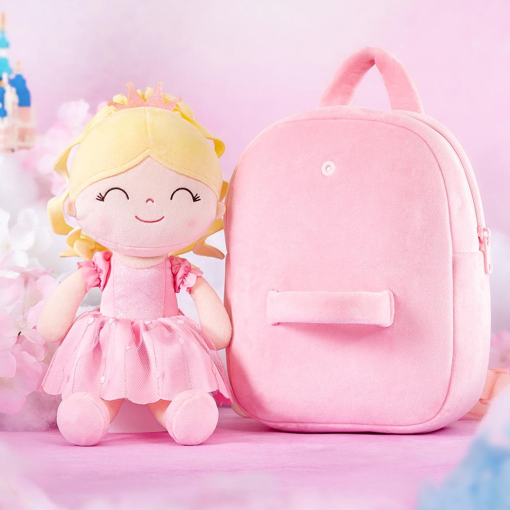 9 Inches Girls Backpacks Plush Princess Dolls Backpack Baby Girls PurPle Frist Birthday Gift for Little Girls