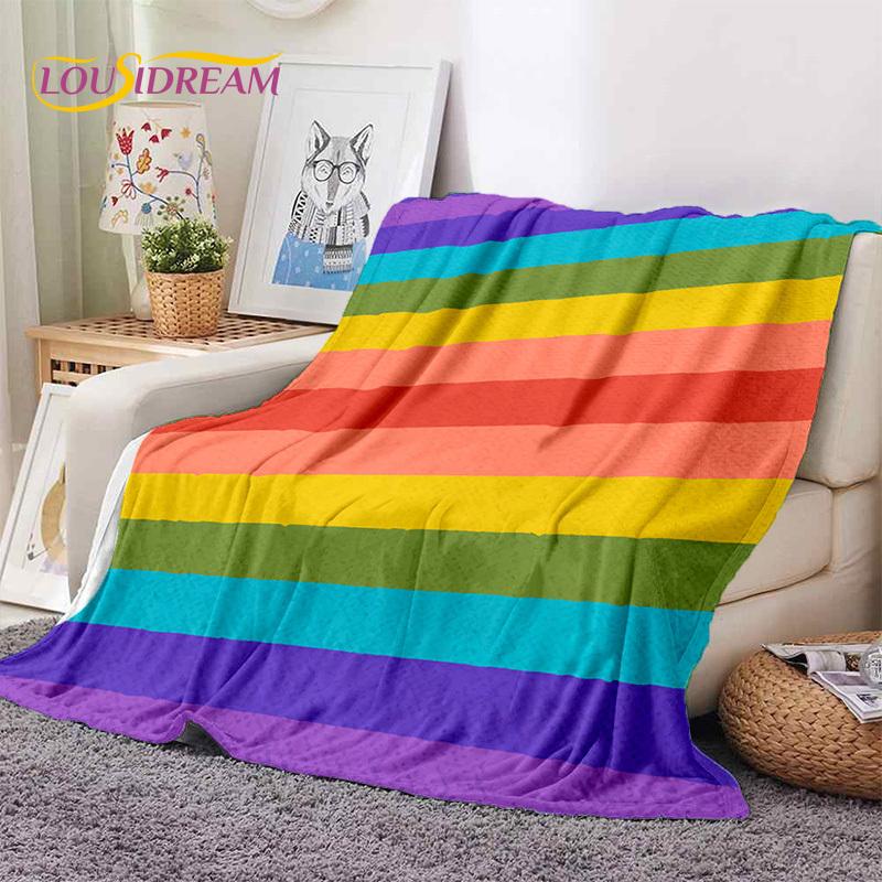 Rainbow Colour Illusion Cartoon Soft Flannel Blankets,Throw Blanket Comfortable Blanket for Picnic Beds Sofa Home Bedroom Gifts