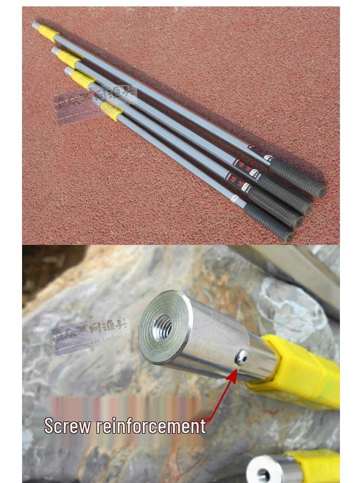 Sechseckige Teleskop-Kescherstange aus Edelstahl, Nietverstärkt für große Fische.