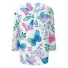 Women Casual Round Neck Three Quarter Sleeve Floral Print T Shirt Top Lightweight Soft Fabric Comfortable Fit Spring Summer Wear