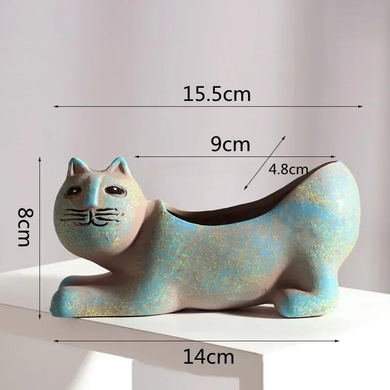 Ceramic Flower Pot Cute Cat Succulent Plant Pots Vase Simulation Animal Cartoon Pots Planters for Indoor Plants Home Decoration