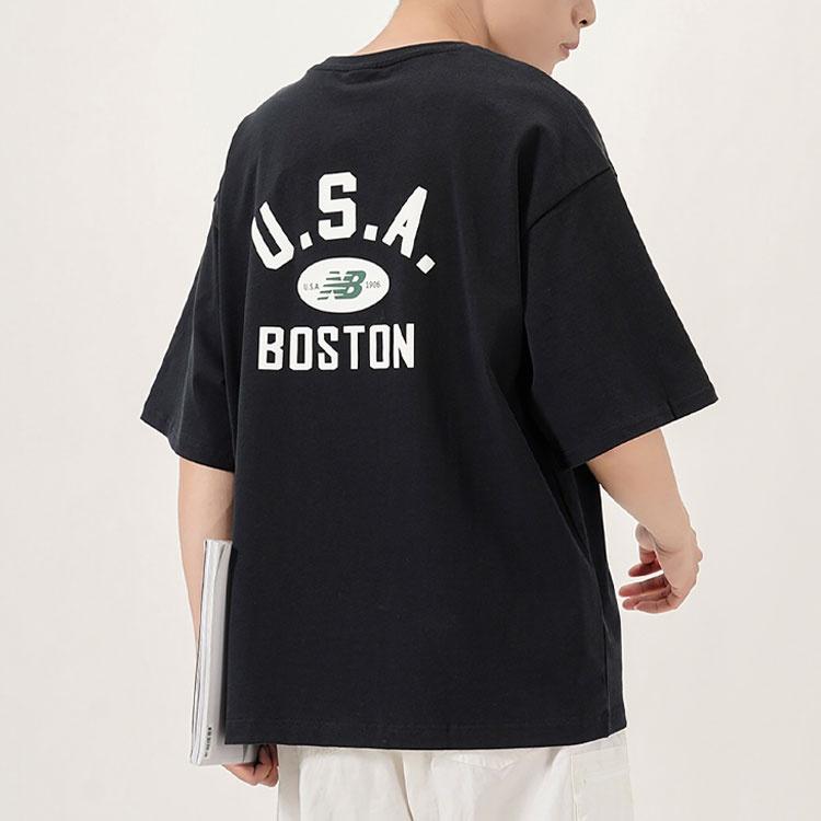 New Balance Boston Tee Asia Sizing 'Black White' Men's AMT22391-BK