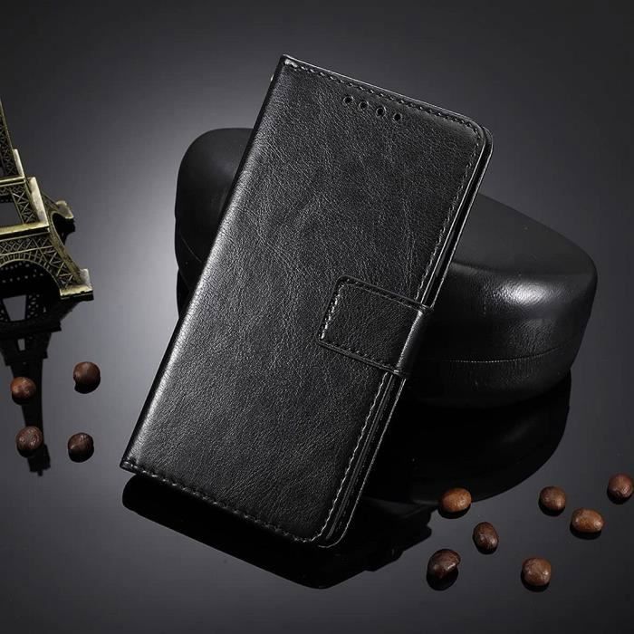Coque portefeuille - Samsung - A13 5G - Noir - Effet cuir - Verre trempé