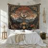 Tree of Life Tapestry Celtic Knot Wall Hanging Peach Skin Fabric Boho Autumn Landscape Wall Decor for Bedroom Living Room Dorm