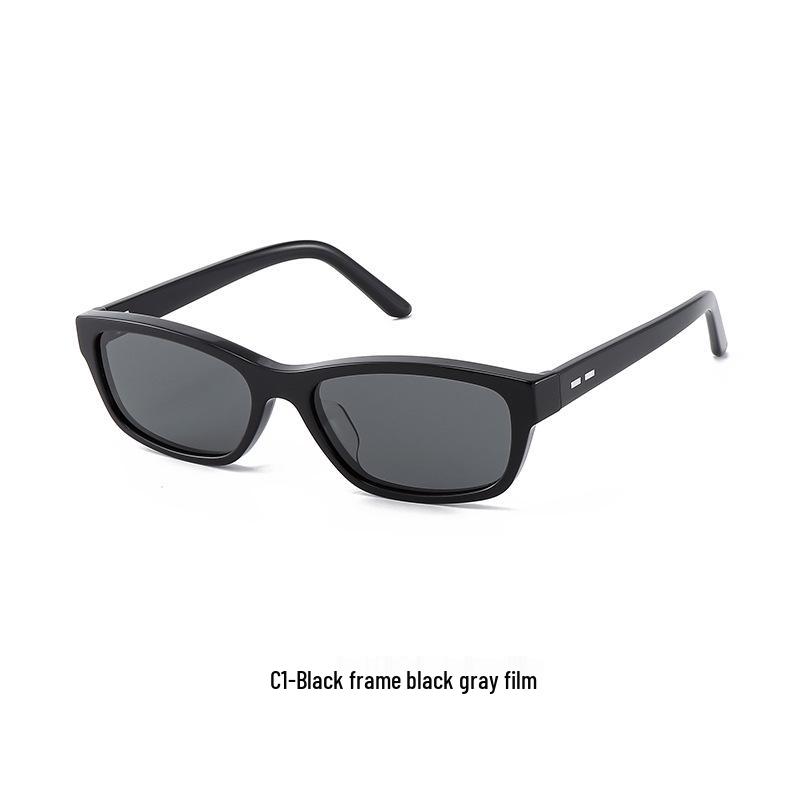 Retro Narrow Frame Acetate Sunglasses for Women - UV Protection, Influencer Style