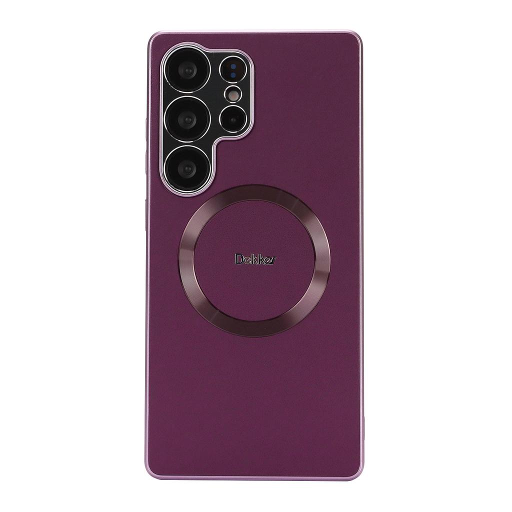 Plain Leather Magnetic Mobile Phone Case Is Suitable for Samsung S25ULTRA Fine Hole Lens Protection S24 High-end Light Luxury Protective Case