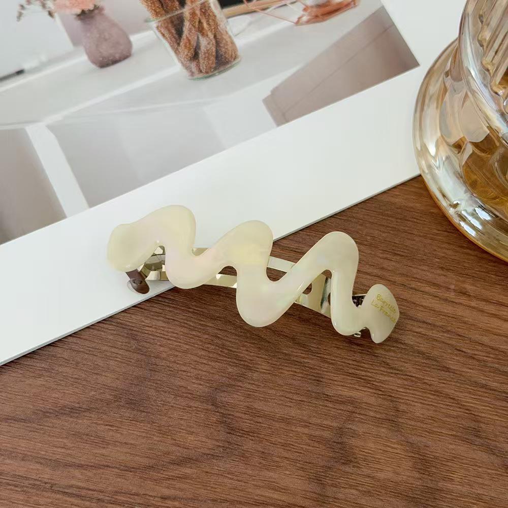 Koreanisches Temperament Hochwertige Goldmarke Unregelmäßige Kurve Acetat Feder Haarspange für Pferdeschwänze