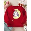 Kids Crewneck Sweatshirt, Cute Unicorn Moon Star Print Sweet Long Sleeve Top for Spring Autumn