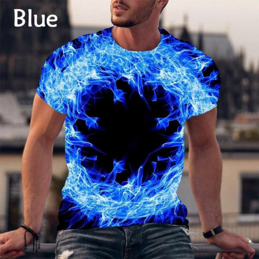 Burning Flame 3D tištěné pánské tričko s krátkým rukávem pro volný čas Módní léto Pánská trička větší velikosti