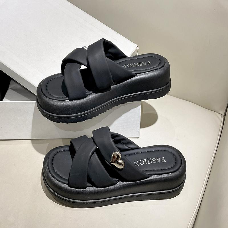 Luxury High-heeled Thick Sole Slippers Summer Fashion Lightweight Rome Shoes Platform Sandals Chic Pantuflas Beach Pu Chinelos