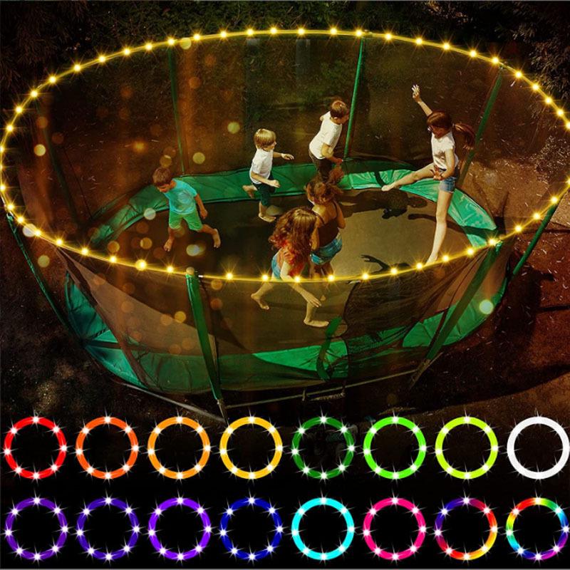 Remote-Controlled Waterproof RGB LED Trampoline Edge Lights - 16 Colors for Nighttime Outdoor Play 5m 50 lights