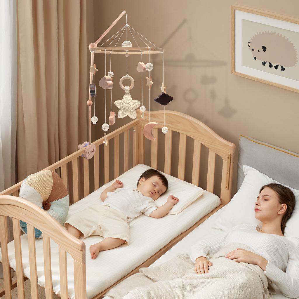 360°  Rotating Baby Mobile Crib Holder Wooden Baby Crib Movable Arm Easy To Install Newborn Mobile Arm for Newborn for Crib