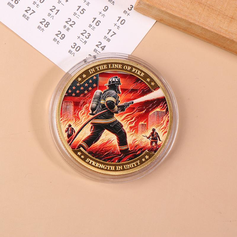 

Памятная монета «Вызов пожарного», медаль за отвагу, коллекция, подарки золотой