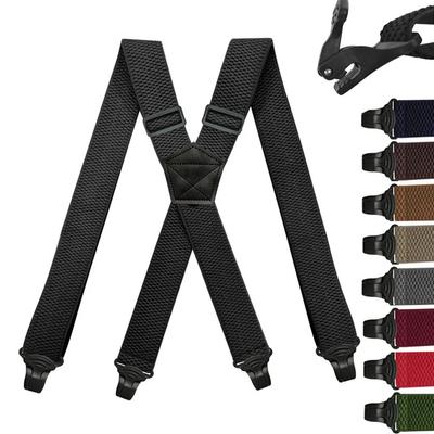 Zware werkbretels, 3,8 cm breed, X-Back, 4 plastic grijpersluitingen, verstelbaar, elastisch, broekbroekbeugels, riemriem