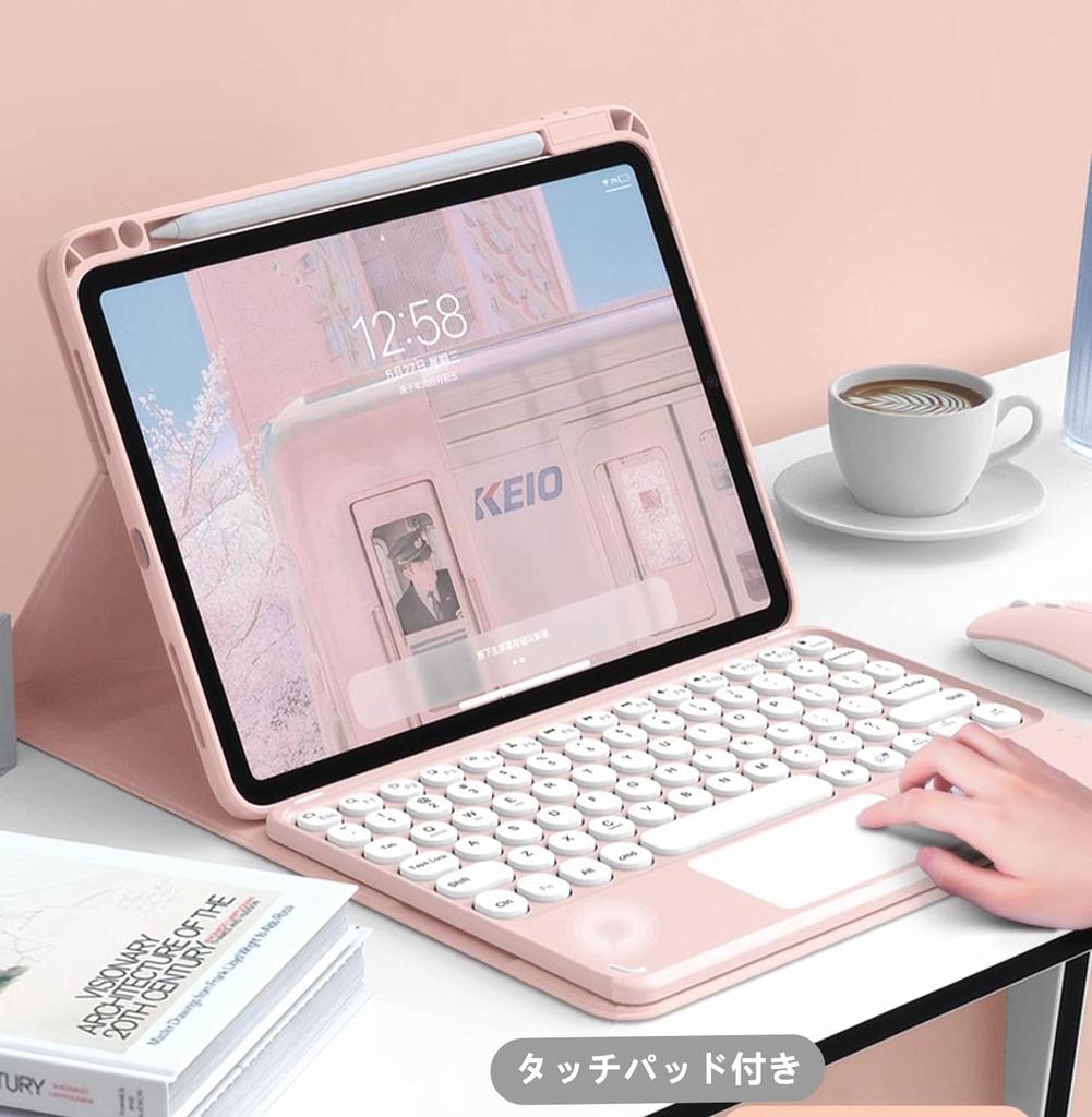 GOOVEN Keyboard Case for iPad Generation with Magnetic Detachable Clear Back and Pen Pink 10th/11th (2025/2022) Mouse, Touchpad, 360-Degree Rotation,
