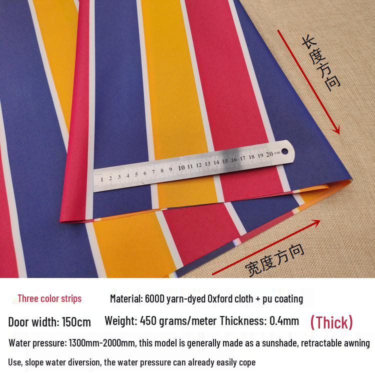Premium 600D garngefärbtes Oxford gestreiftes sonnenbeständiges, wasserdichtes Markisengewebe