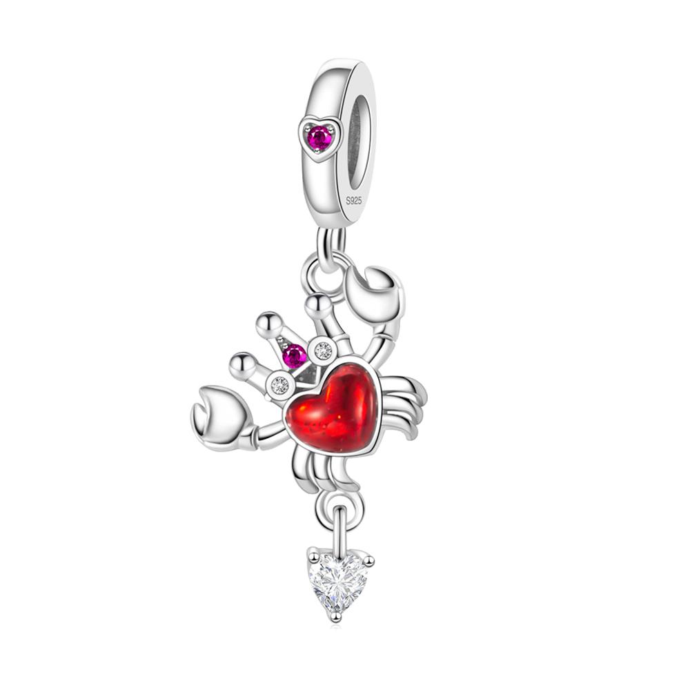 Red Series 925  Silver Camera Apple Heart-Shaped Koi Firecracker God Wealth Charm Fit DIY Bracelet Necklace Party Gifts
