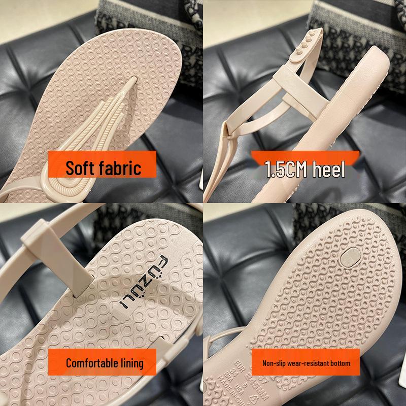 2023 Damen Sommer Mode Einfarbig Zehenfrei Pantoletten mit Fersenriemen