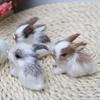 Mini Realistic Cute Plush Rabbit Fur Lifelike Animal Easter Bunny Model Gift Toy