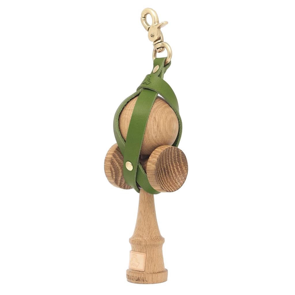 TOKYO KENDAMA Kendama Genuine Tochigi Leather and Made In Japan Holder, Green, Brass,