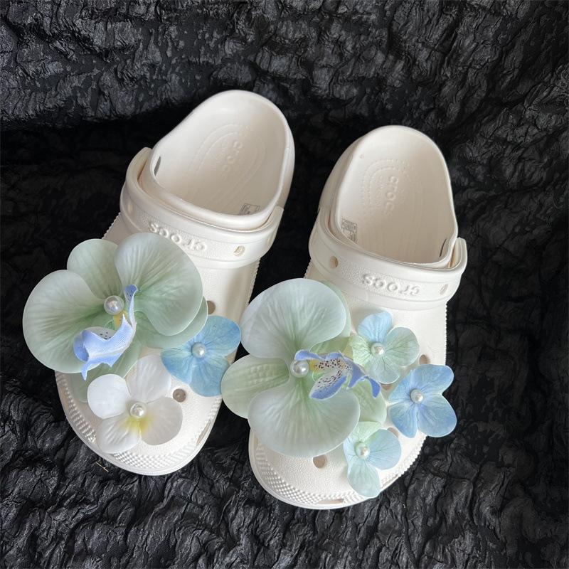 

Мятно-зеленый, Орхидея-бабочка, Гибискус, Высококлассное ощущение, Пряжка для обуви, Персонализированная креативность, Весенне-летняя пряжка для обуви с отверстиями, Украшение для обуви