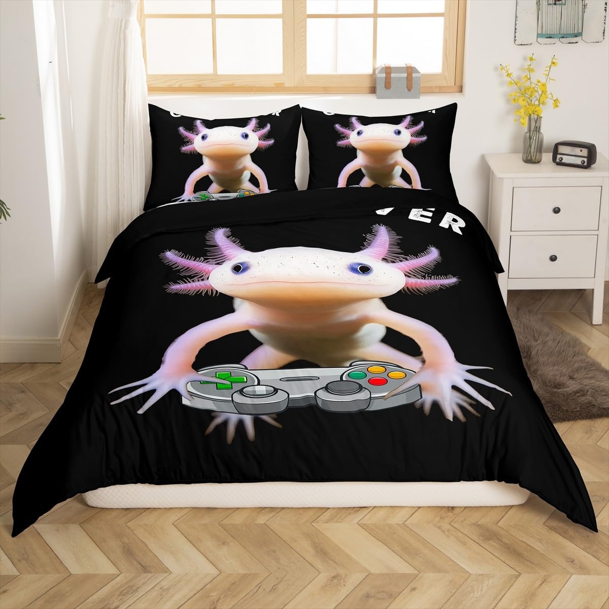 Erosebridal Teens Gamepad Duvet Cover Modern Gamer Comforter Cover Twin Size for Kids Boys Children Video Game Bedding Set Player Gaming Joy 155x200cm